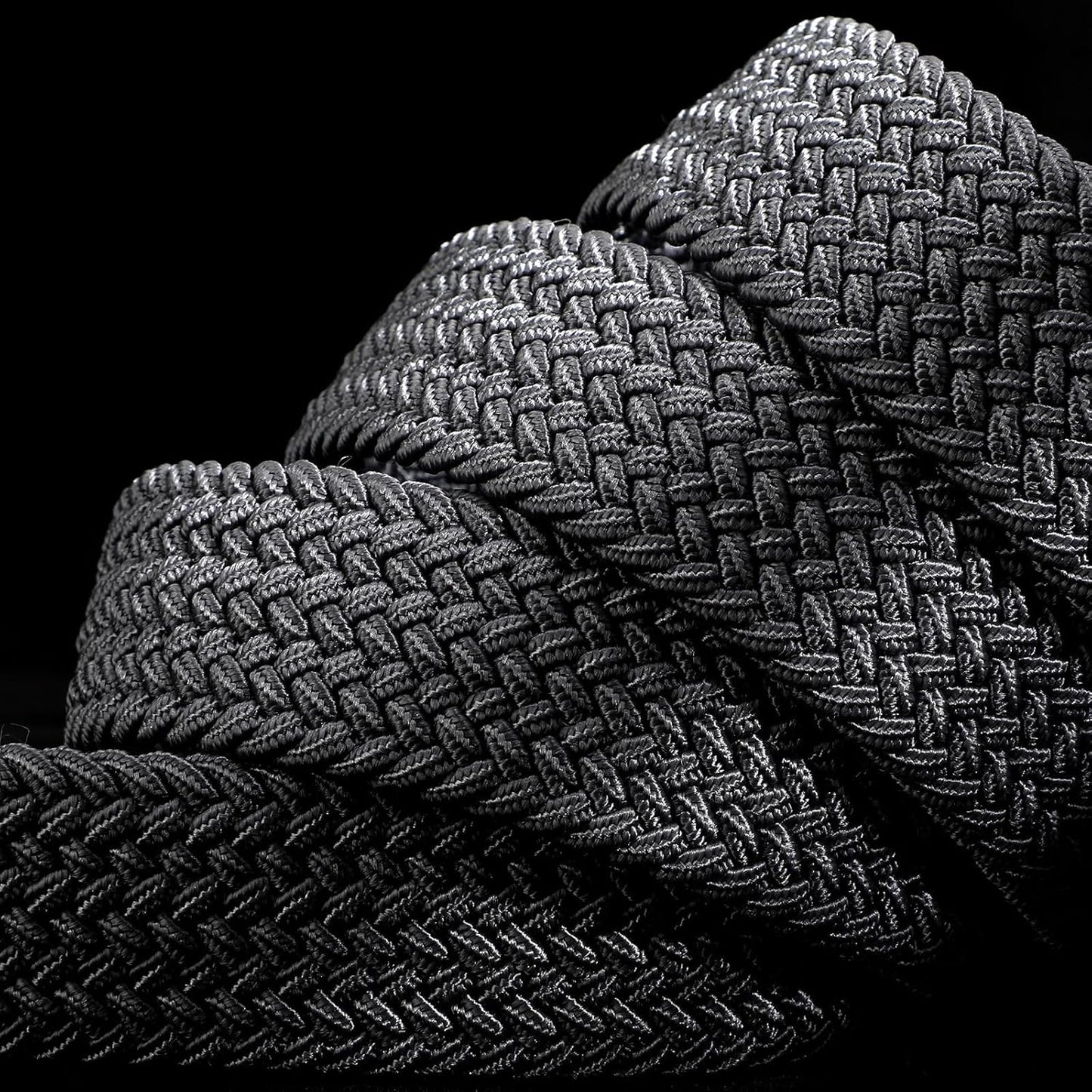 Mens Belt Elastic Belts for Men Stretch Braided Fabric Belts Casual Black Woven Golf Belt for Jeans