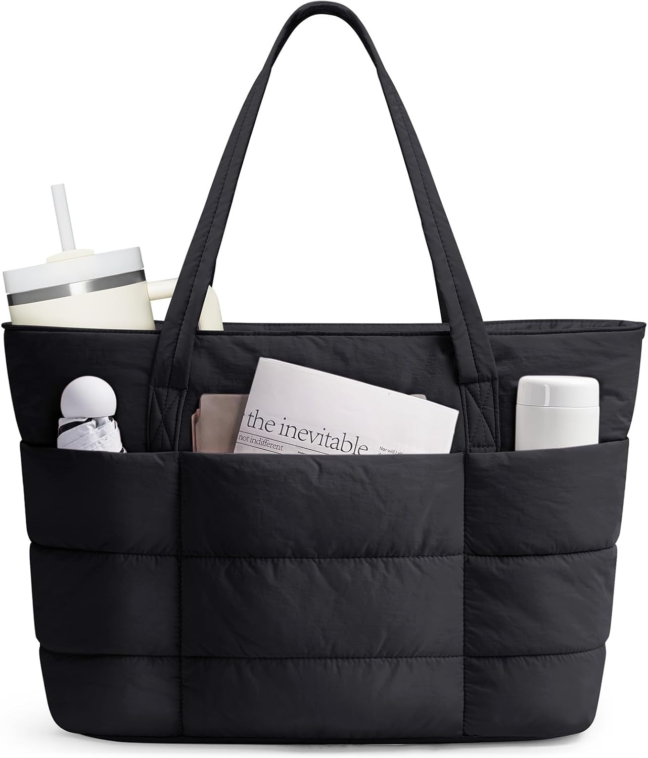 Tote Bags for Women, Ladies Handbags & Shoulder Bags, School Work Laptop Bags for Women, Quilted Puffer Teacher Hand Bag for College Shopping Travel Gym Beach