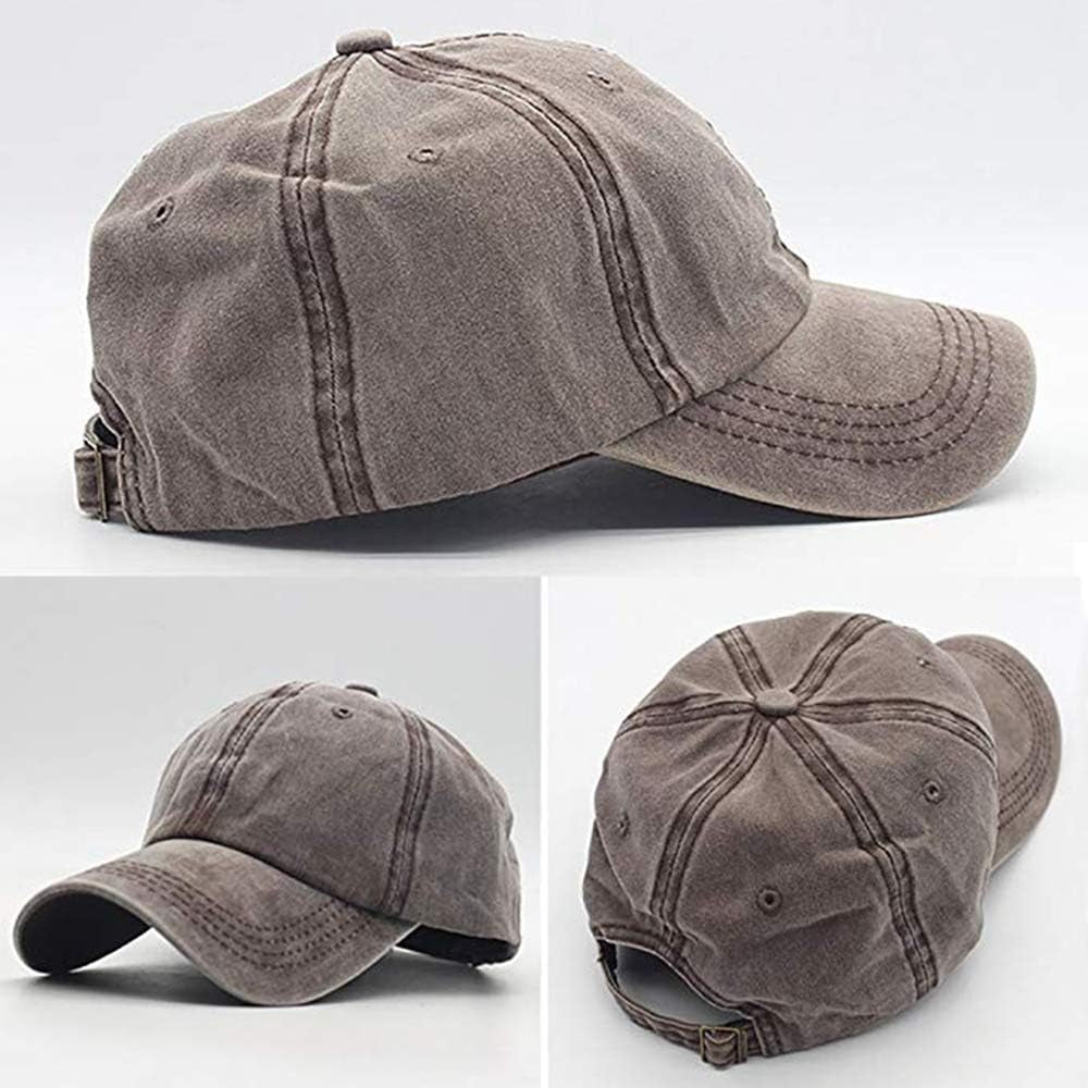 Men Women Washed Cotton Low Profile Distressed Vintage Baseball Cap Plain Adjustable Dad Hat