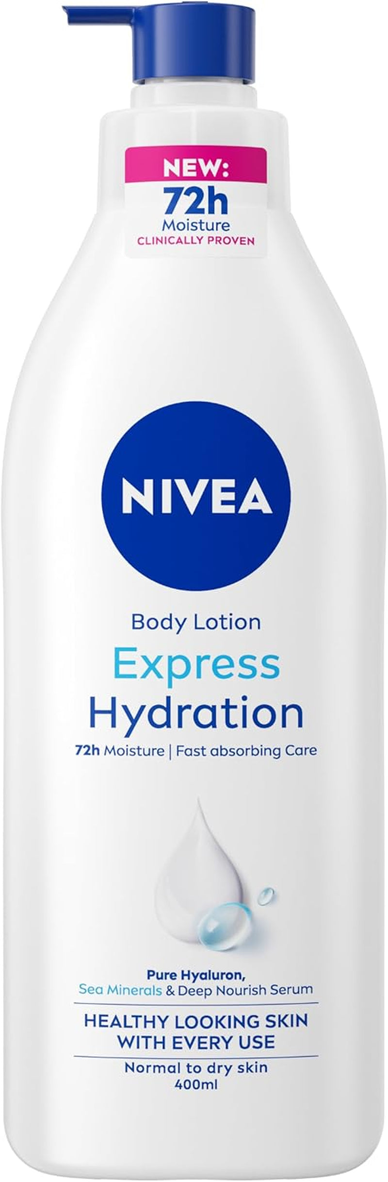 Express Hydration Body Lotion (400Ml), Fast Absorbing 72H Hydration Body Moisturiser for Dry Skin Made with Deep Moisture Serum and Sea Minerals, Smooth Skin Lotion