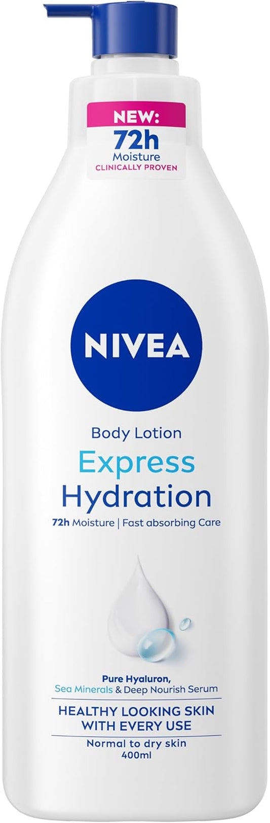 Express Hydration Body Lotion (400Ml), Fast Absorbing 72H Hydration Body Moisturiser for Dry Skin Made with Deep Moisture Serum and Sea Minerals, Smooth Skin Lotion
