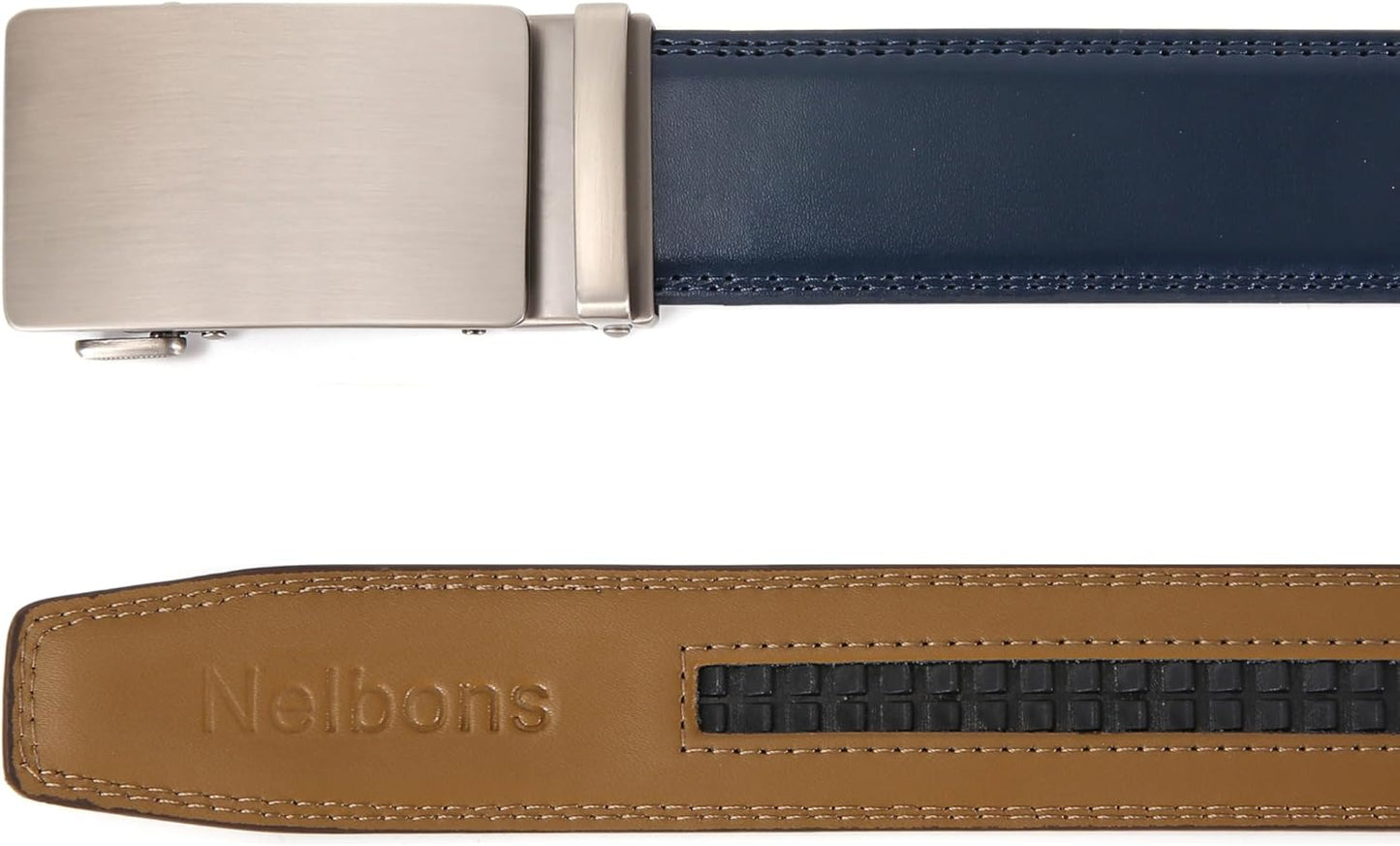 Men'S Belt, Leather Ratchet Belt for Men with Slide Buckle,Trim to Fit Width 3.5Cm 1 3/8 Inch