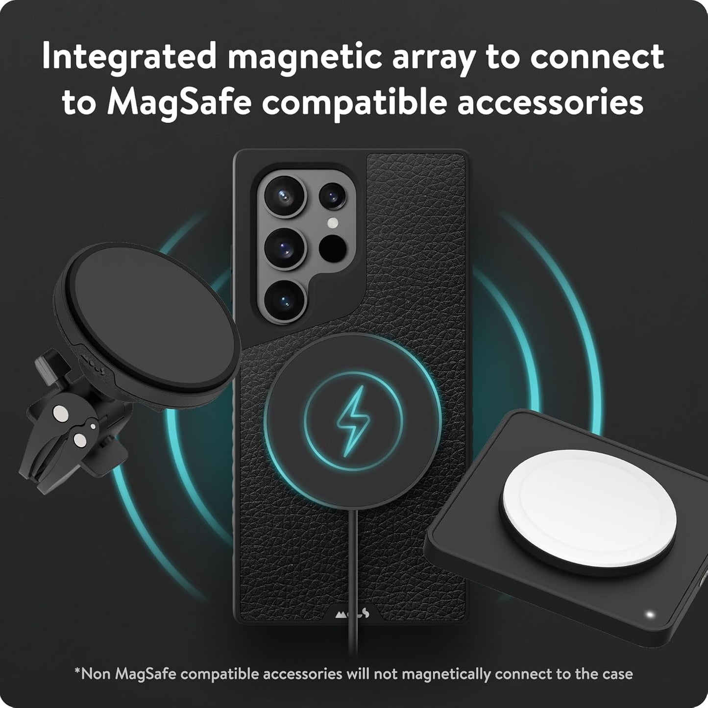 for Samsung Galaxy S24 plus Case Magsafe Compatible - Limitless 5.0 - Black Leather - Protective S24 plus Case - Shockproof Phone Cover
