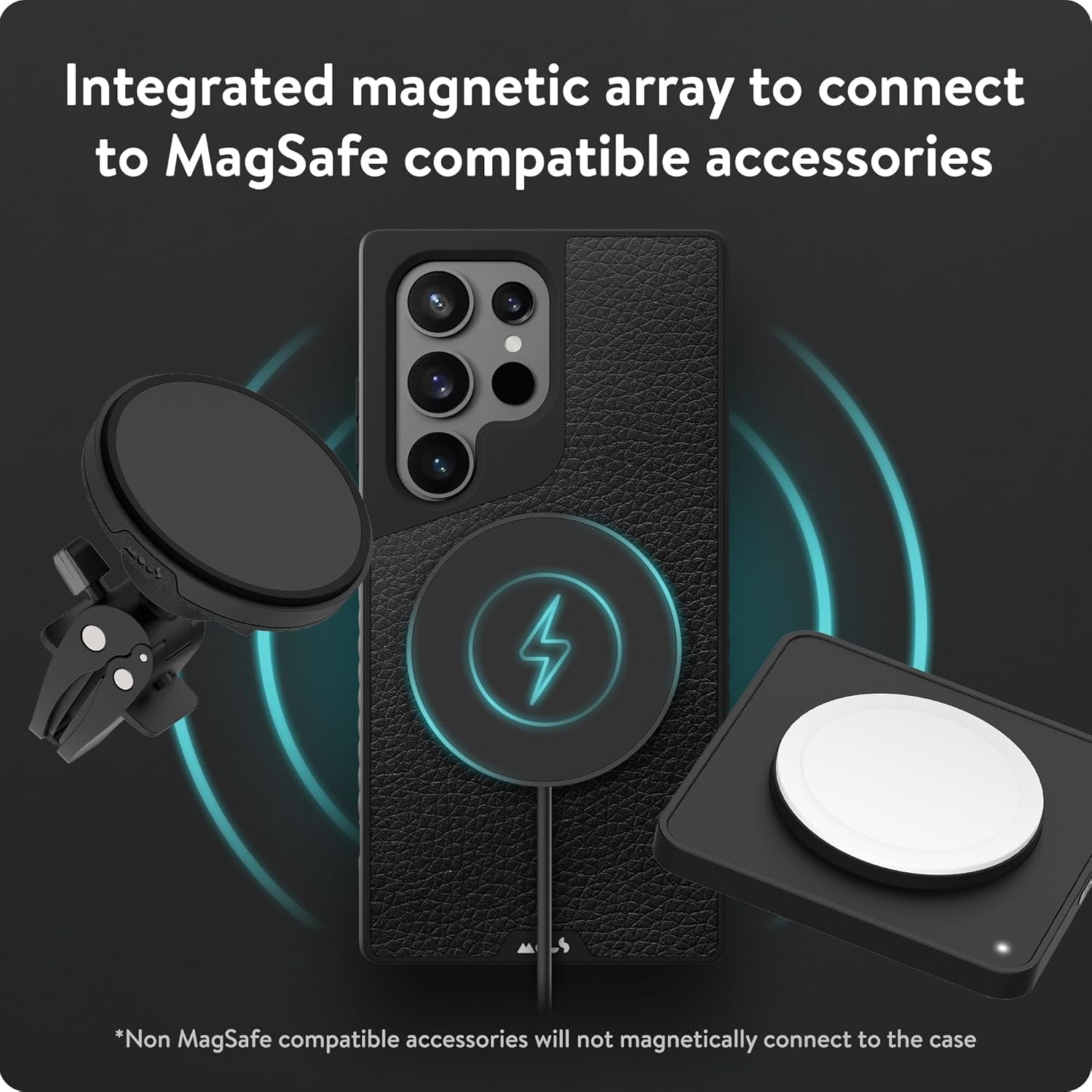 for Samsung Galaxy S24 plus Case Magsafe Compatible - Limitless 5.0 - Black Leather - Protective S24 plus Case - Shockproof Phone Cover