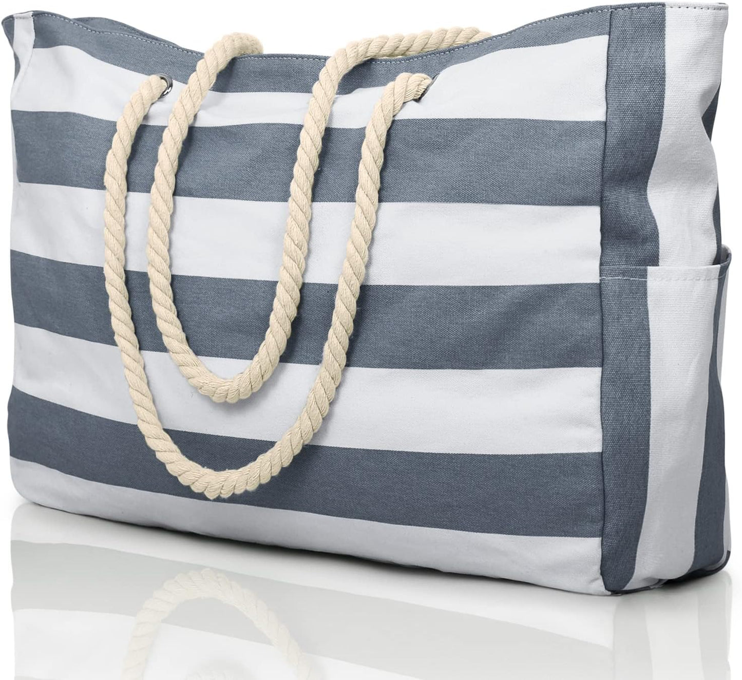 Beach Bag Large Waterproof Beach Tote Bags with Zip and Rope Handle Summer Holiday Essentials Shoulder Handbags for Travel Shopping Pool Gym Picnic