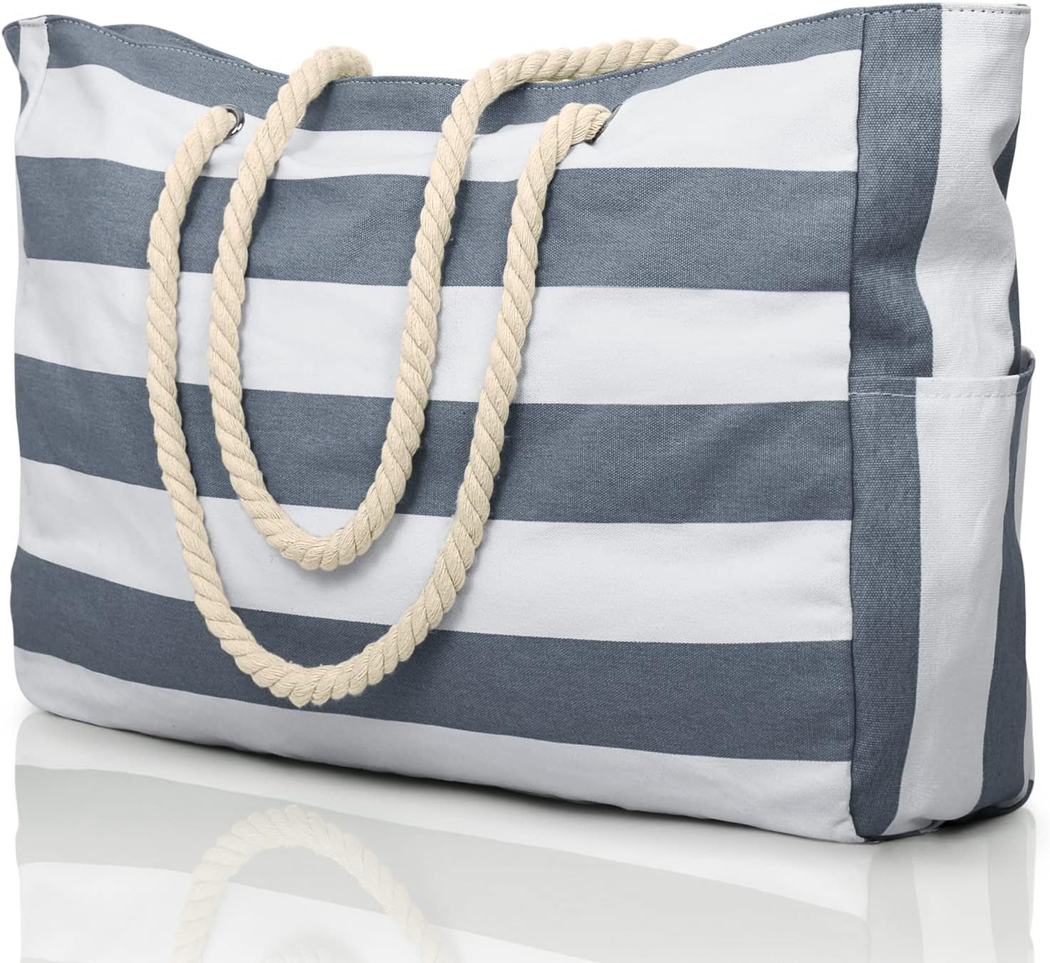 Beach Bag Large Waterproof Beach Tote Bags with Zip and Rope Handle Summer Holiday Essentials Shoulder Handbags for Travel Shopping Pool Gym Picnic
