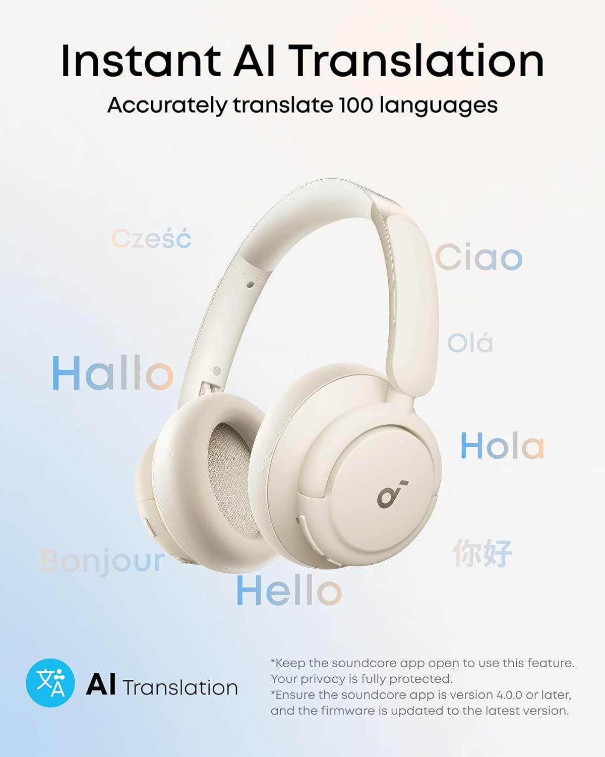 Q30 by , Hybrid Active Noise Cancelling Headphones with Travel Pouch, Multiple Modes, Hi-Res Audio, Custom EQ via App, 50H Playtime, Comfortable Fit, Bluetooth, Multipoint Connection