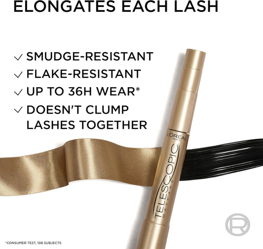 Paris Mascara, Telescopic Original Mascara to Achieve Dramatic Length & Definition, up to +71% Lengthening Effect, Smudge-Resistant and Long-Wearing Formula for up to 36H Wear, 8Ml