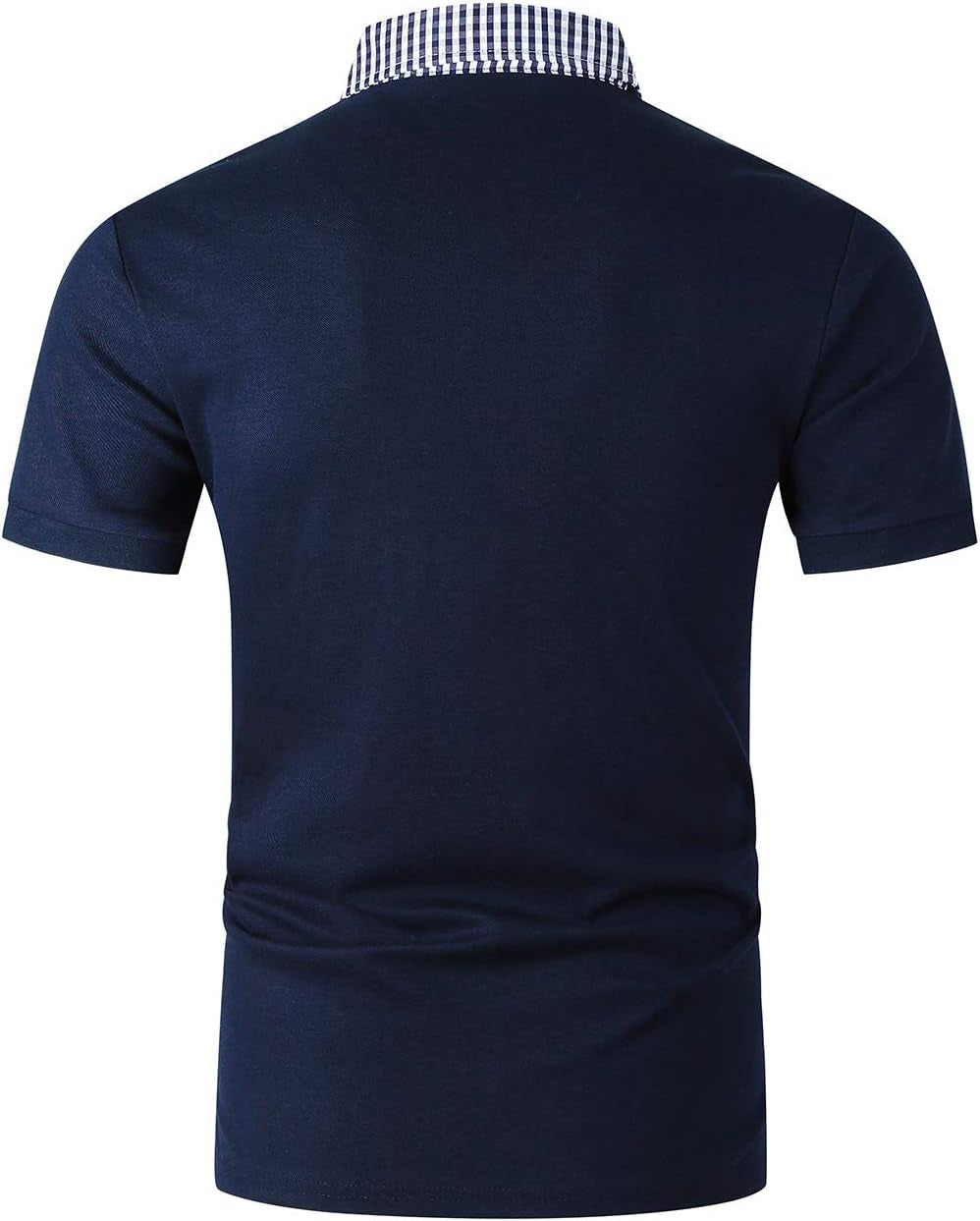 Men'S Short Sleeve Polo Shirts Classic Plaid Splice Golf Tennis T-Shirt