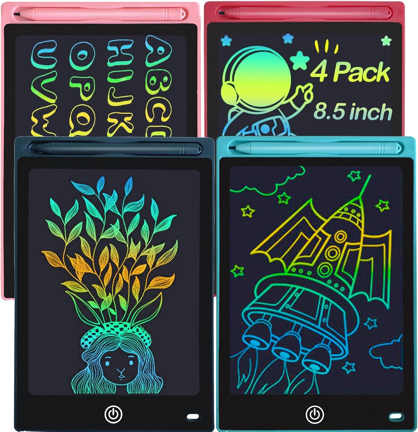 Toys LCD Writing Tablet 4PC 8.5 Inch Colorful Screen Drawing Tablet, Doodle Board for Ages 3-12 Years Old Boys Girls, Electronic Drawing Pad for Kids, Gifts for Christmas & Birthday