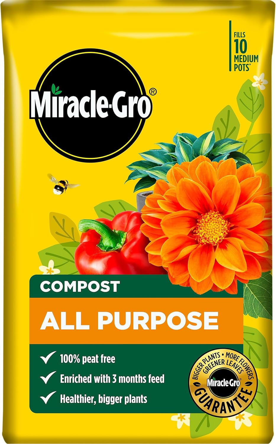 Peat-Free Premium All Purpose Compost 52L, Multi-Purpose Garden Soil Mix for Pots, Containers, Hanging Baskets & Outdoor Plants