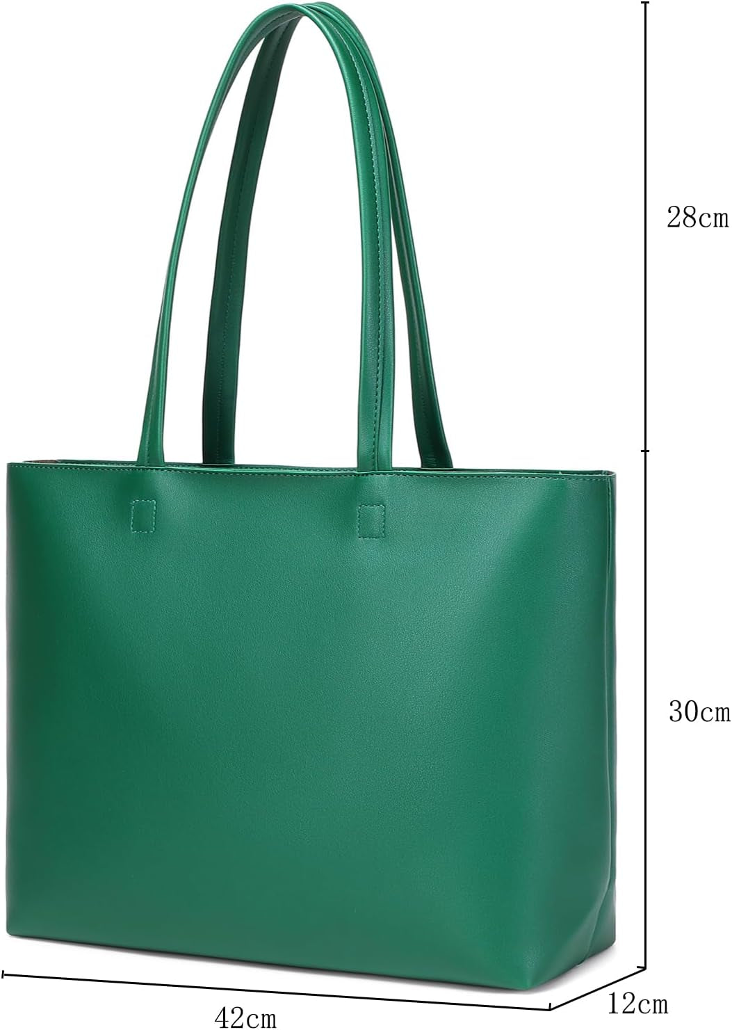 Ladies Tote Bags Simple PU Leather Handbags Work School Shopping Bags for Women with Zip and Inner Pocket