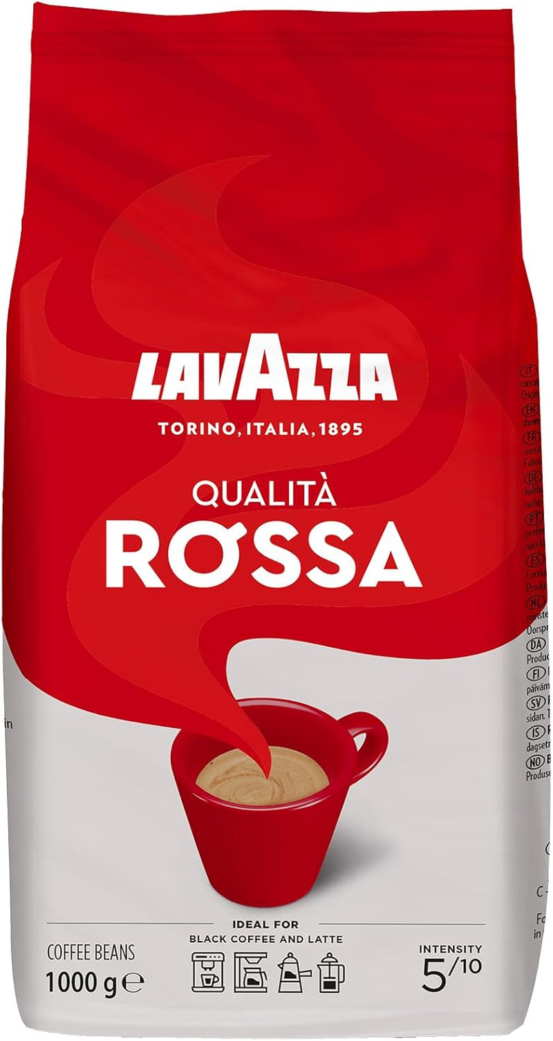 , Qualità Rossa, Coffee Beans, Arabica and Robusta, Intensity 5/10, Medium Roasting, 1 Kg