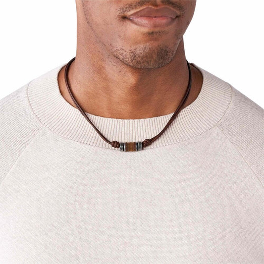 Necklace for Men Stainless Steel and Leather Necklace