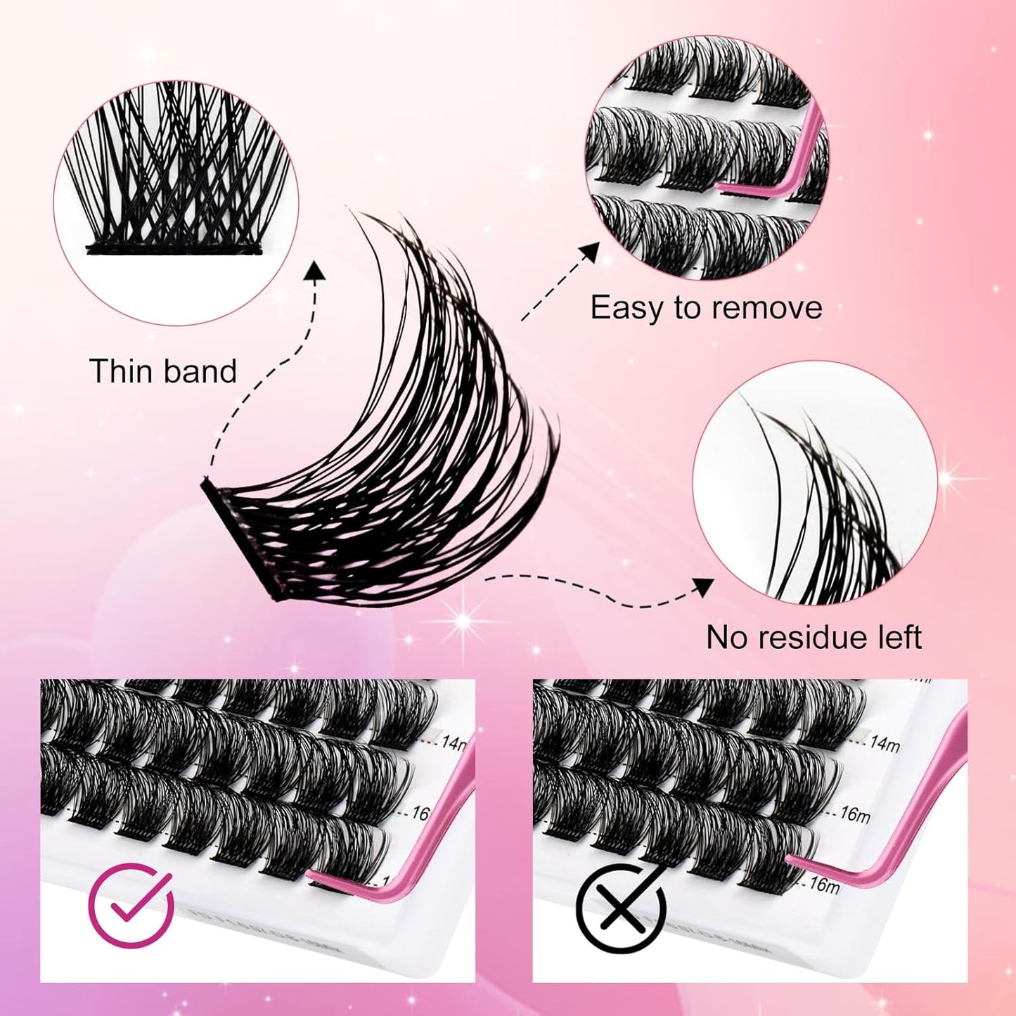 Lash 120Pcs 0.07Mm D Curl 8-16Mm 40D Mixed Trays Customizable DIY Eyelash Extensions for Beginners