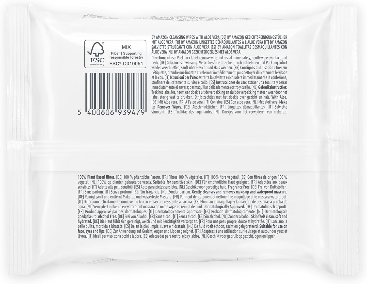 Face Cleansing Wipes with Aloe Vera, Make-Up Remover, Fragrance Free, 25 Wipes