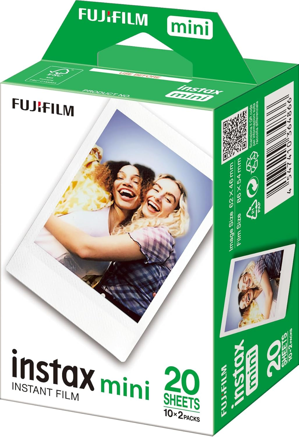 Mini Instant Film White Border, 20 Shot Pack, Suitable for All Mini Cameras and Printers