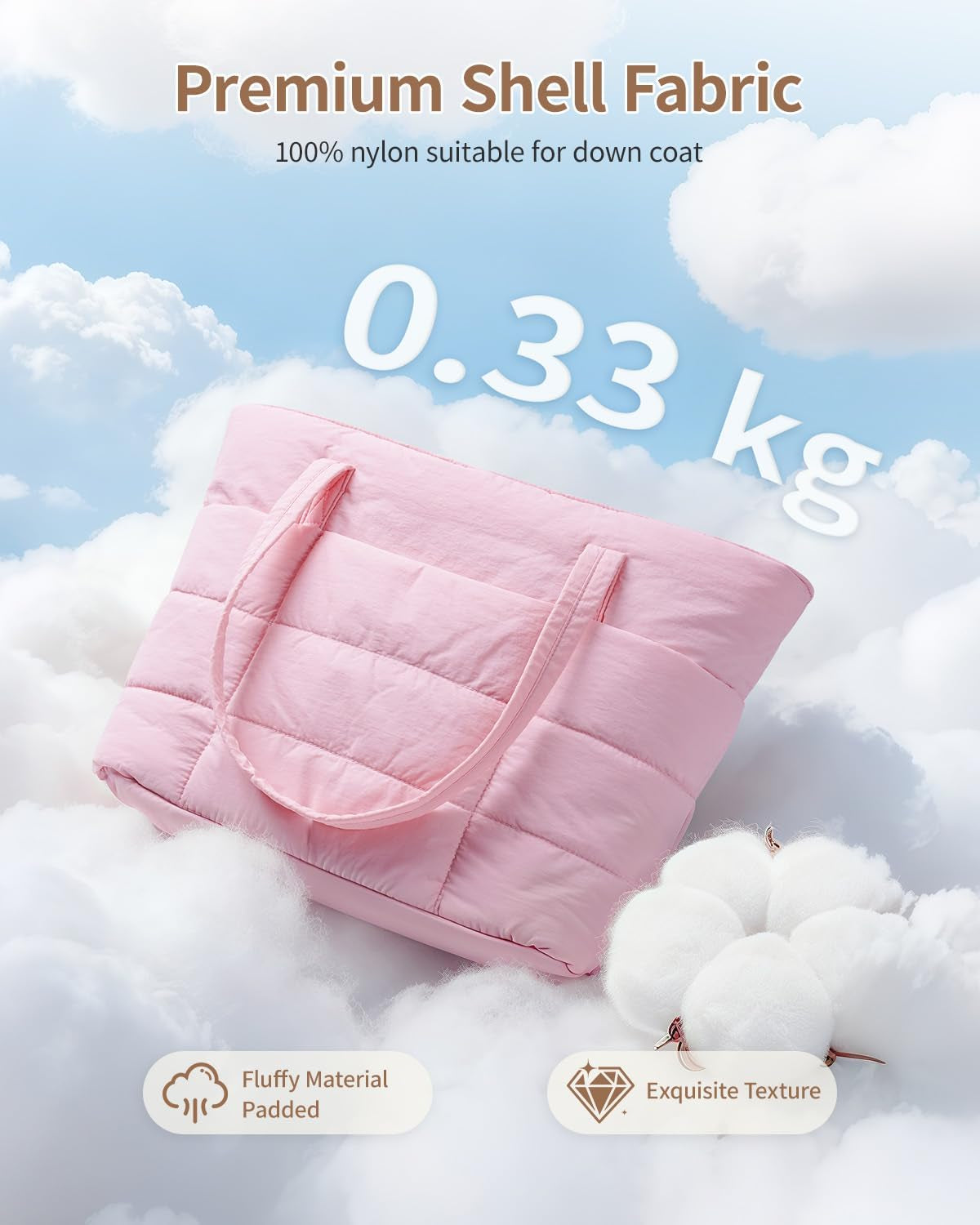 Tote Bags for Women, Ladies Handbags & Shoulder Bags, School Work Laptop Bags for Women, Quilted Puffer Teacher Hand Bag for College Shopping Travel Gym Beach