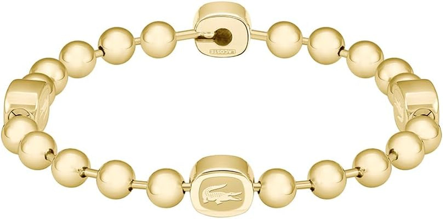 Lacoste Men'S VIGOR Collection Beaded Bracelet in Stainless Steel and Yellow Gold