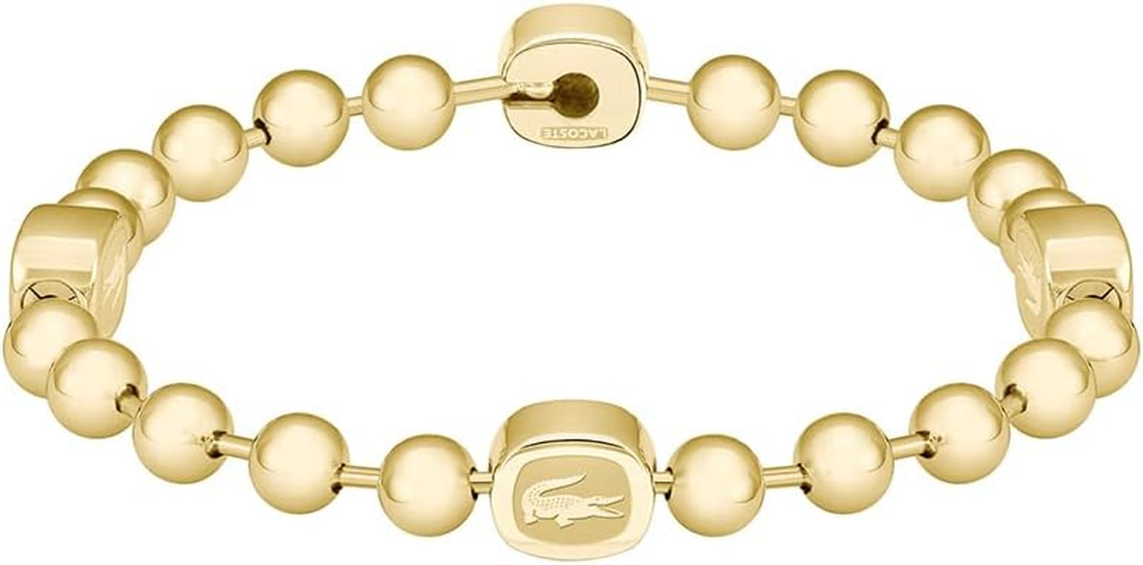 Lacoste Men'S VIGOR Collection Beaded Bracelet in Stainless Steel and Yellow Gold