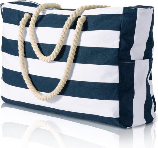 Beach Bag Large Waterproof Beach Tote Bags with Zip and Rope Handle Summer Holiday Essentials Shoulder Handbags for Travel Shopping Pool Gym Picnic