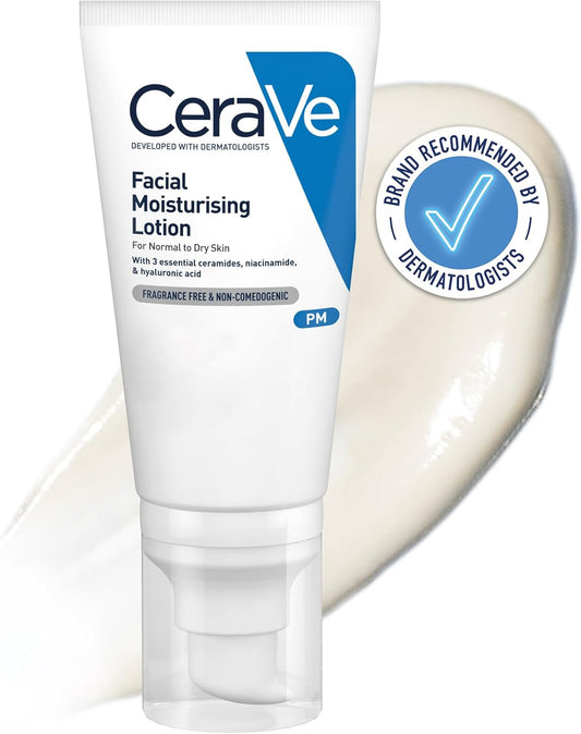 PM Facial Moisturising Lotion, Face Moisturiser for All Skin Types, Normal and Dry Skin, Contains Niacinamide, Long Lasting Hydration, Contains 3 Essential Ceramides, Moisturiser Face, 52Ml