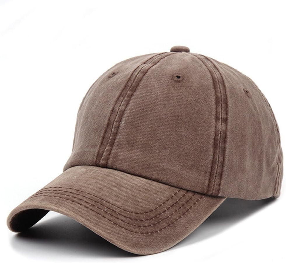 Men Women Washed Cotton Low Profile Distressed Vintage Baseball Cap Plain Adjustable Dad Hat