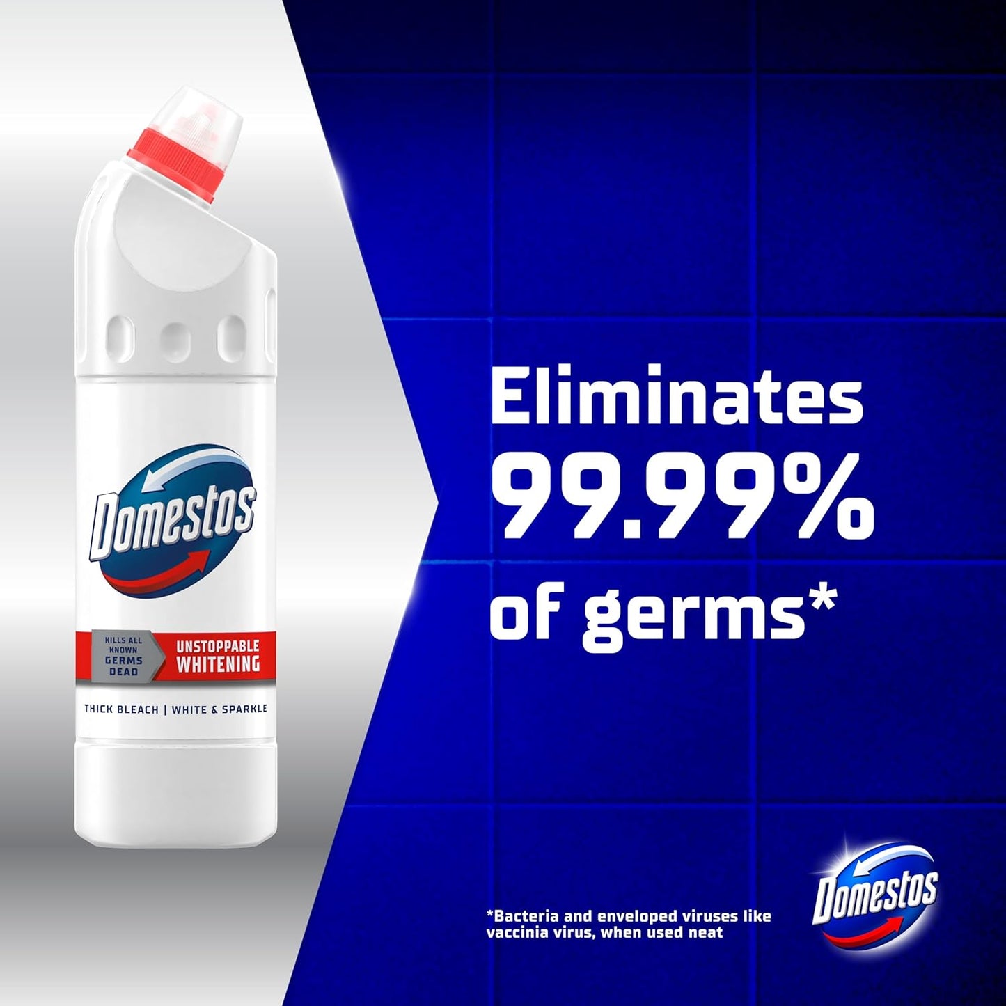 White & Sparkle Thick Bleach Disinfectant That Eliminates 99.99% of Bacteria and Viruses* Unstoppable Whitening Power 750 Ml