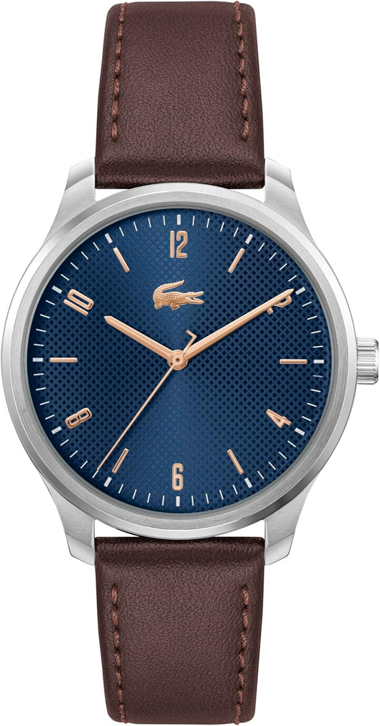 Lacoste Three Hand Quartz Movement Watch for Men Lisbon Collection with Stainless Steel Bracelet or Leather Strap