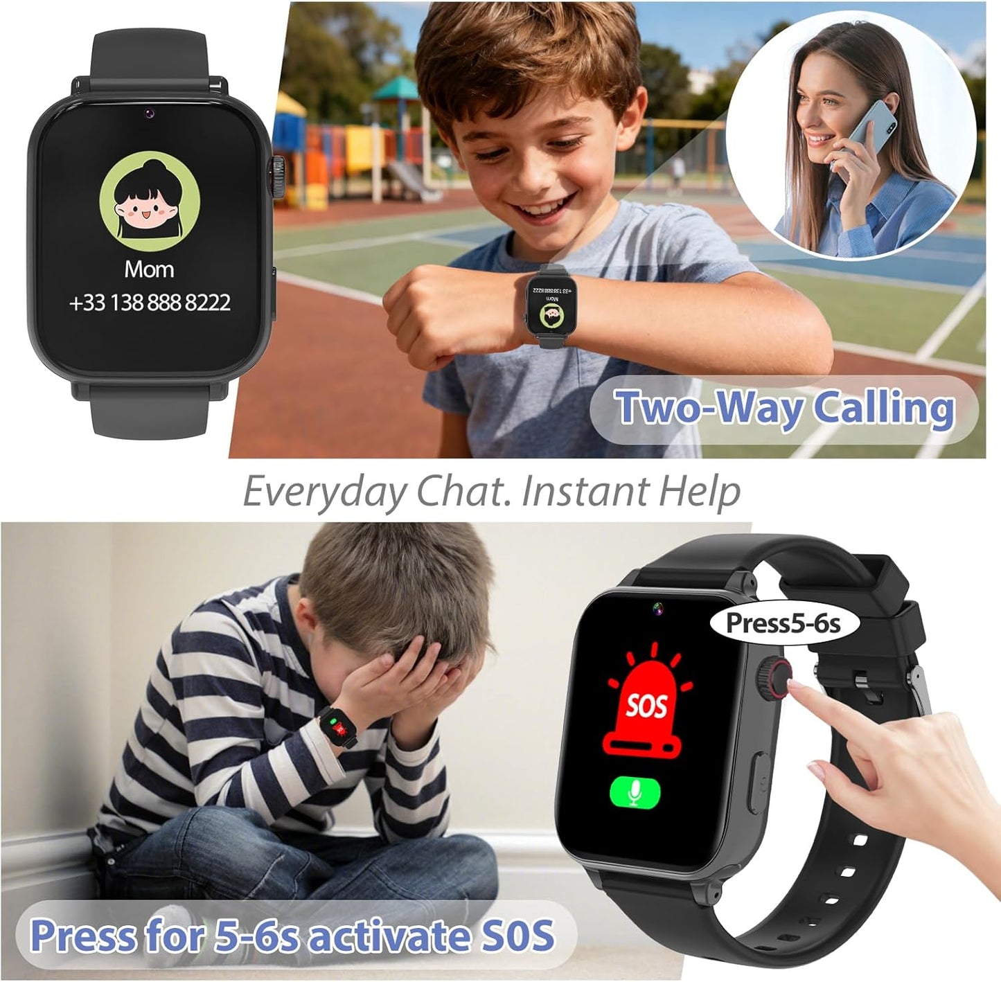 4G Kids Smart Watch for Boys Girls, Kid GPS Tracker Watch Phone Video Call Pedometer School Mode Games SOS Birthday for 5-12 Years Old (Red)