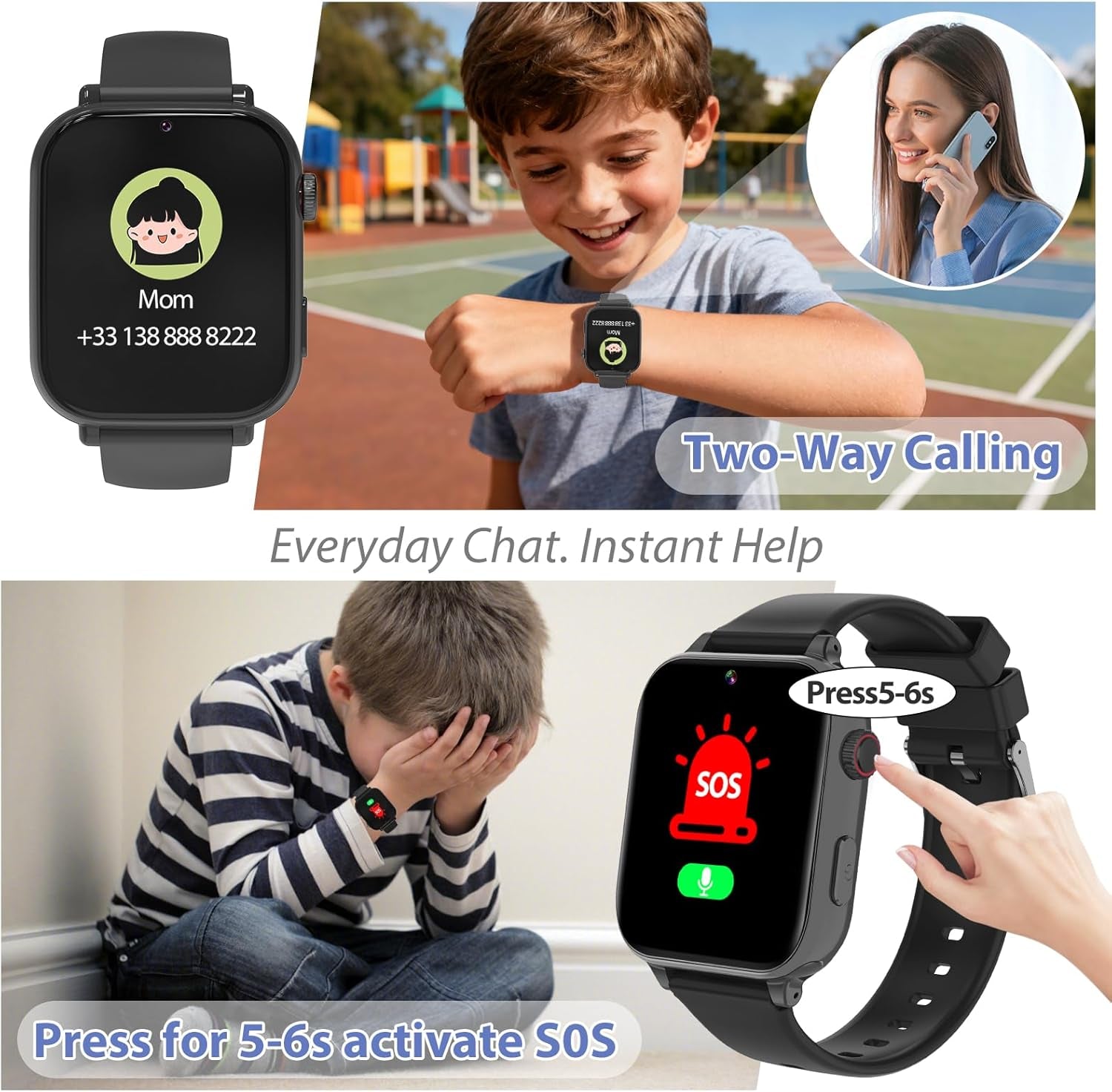 4G Kids Smart Watch for Boys Girls, Kid GPS Tracker Watch Phone Video Call Pedometer School Mode Games SOS Birthday for 5-12 Years Old (Red)