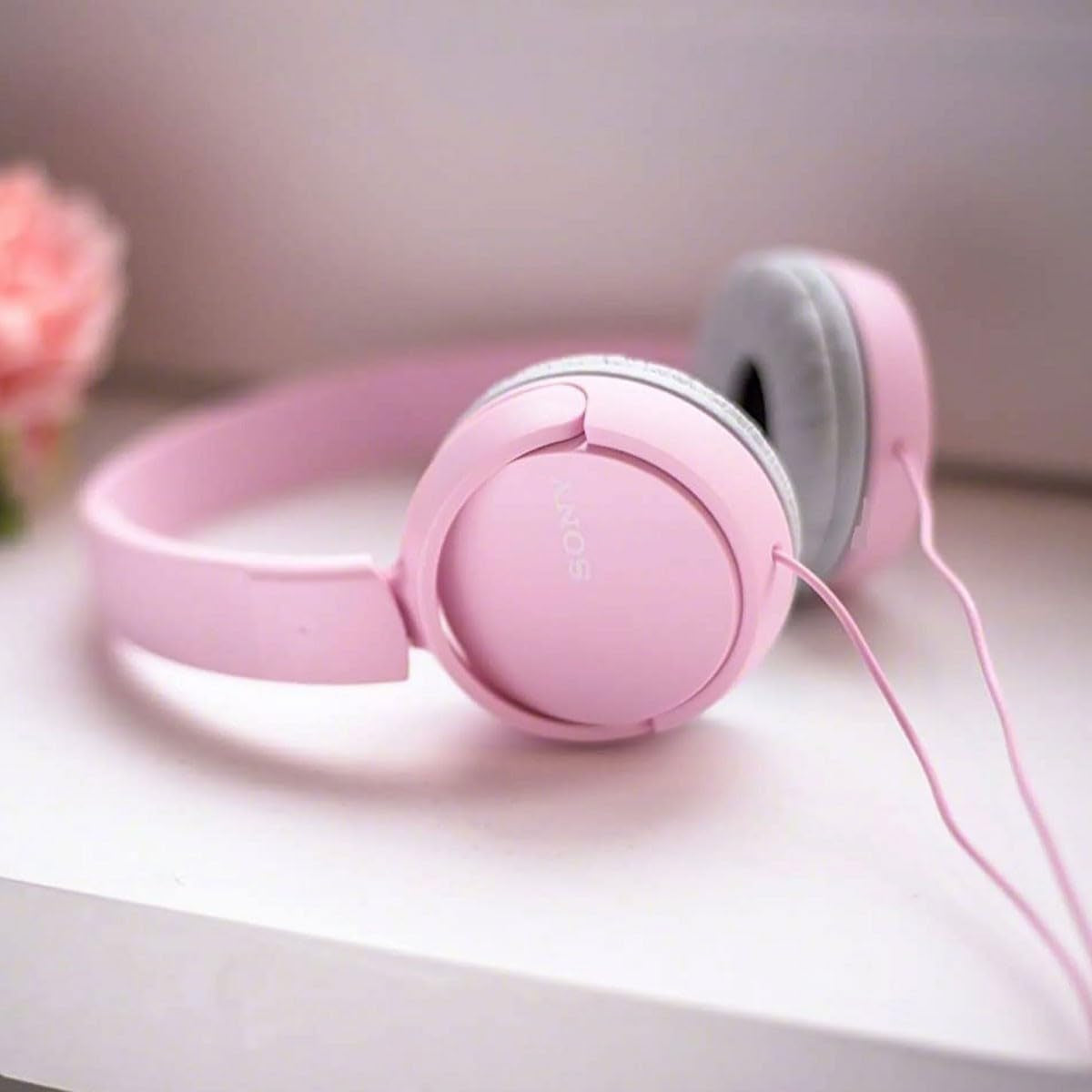 MDR-ZX110 Wired Overhead Headphones, Neodymium Dynamic Drivers, Swivel Fold Design - Pink
