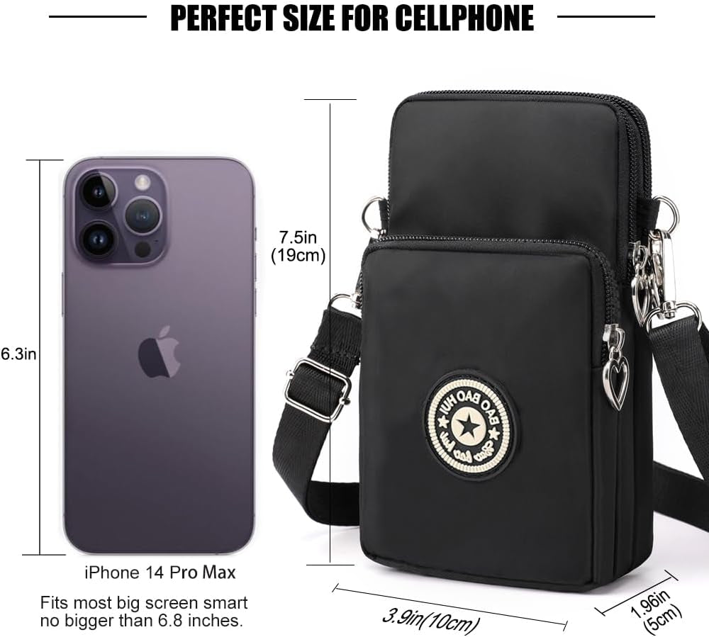 Crossbody Bags for Women, Waterproof Phone Pouch Wrist Bag Zipper Phone Bag Small Handbag Crossbody Shoulder Bag Compatible with Iphone 15 Pro Max/15/14/13/12/11 Samsung Galaxy S23 S22…