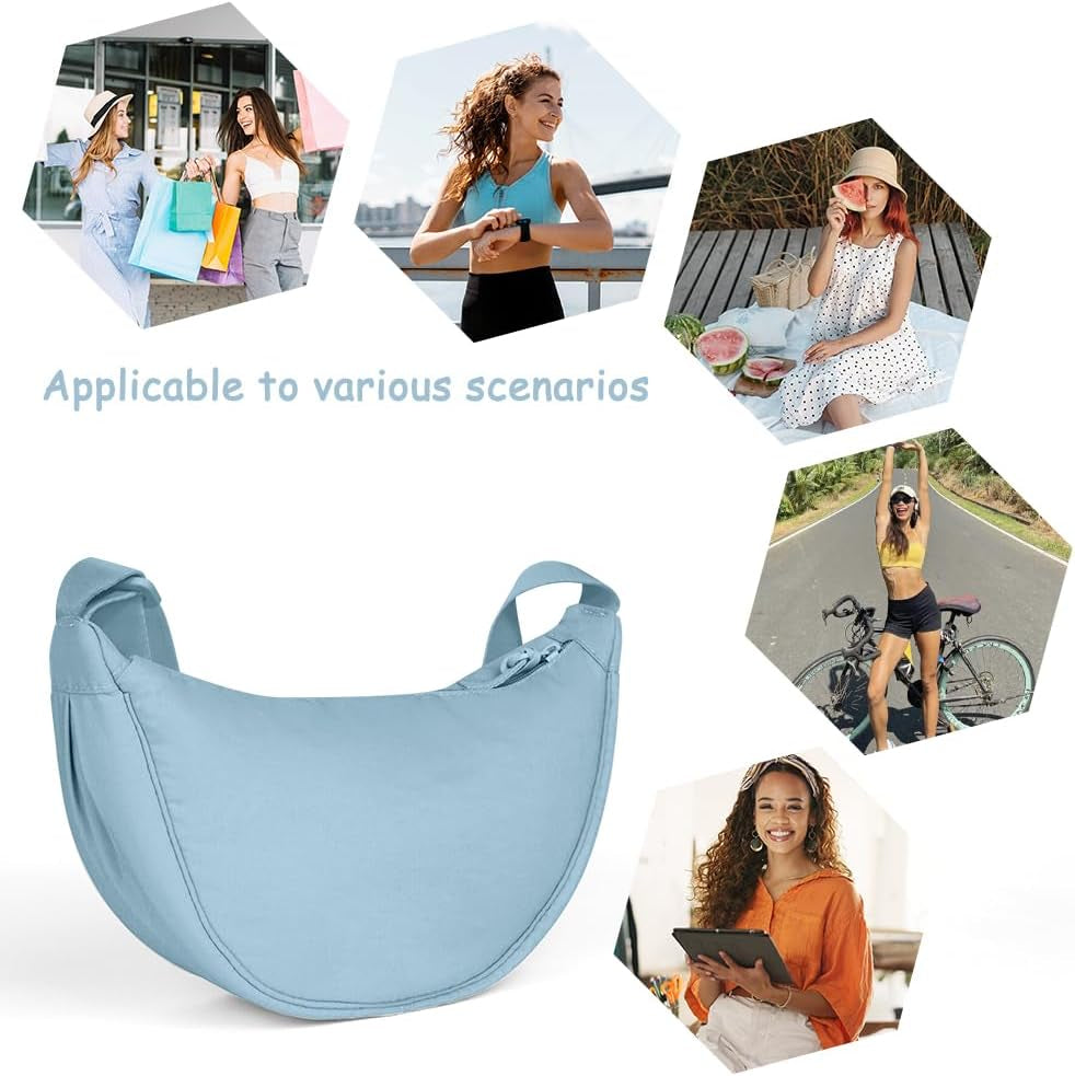 Crescent Bag, Nylon Dumpling Bag for Women, Hobos Crossbody Bag with Adjustable Strap, Women'S Casual Messenger Bag, Solid Color Chest Bag Shoulder Bag for Daily Use