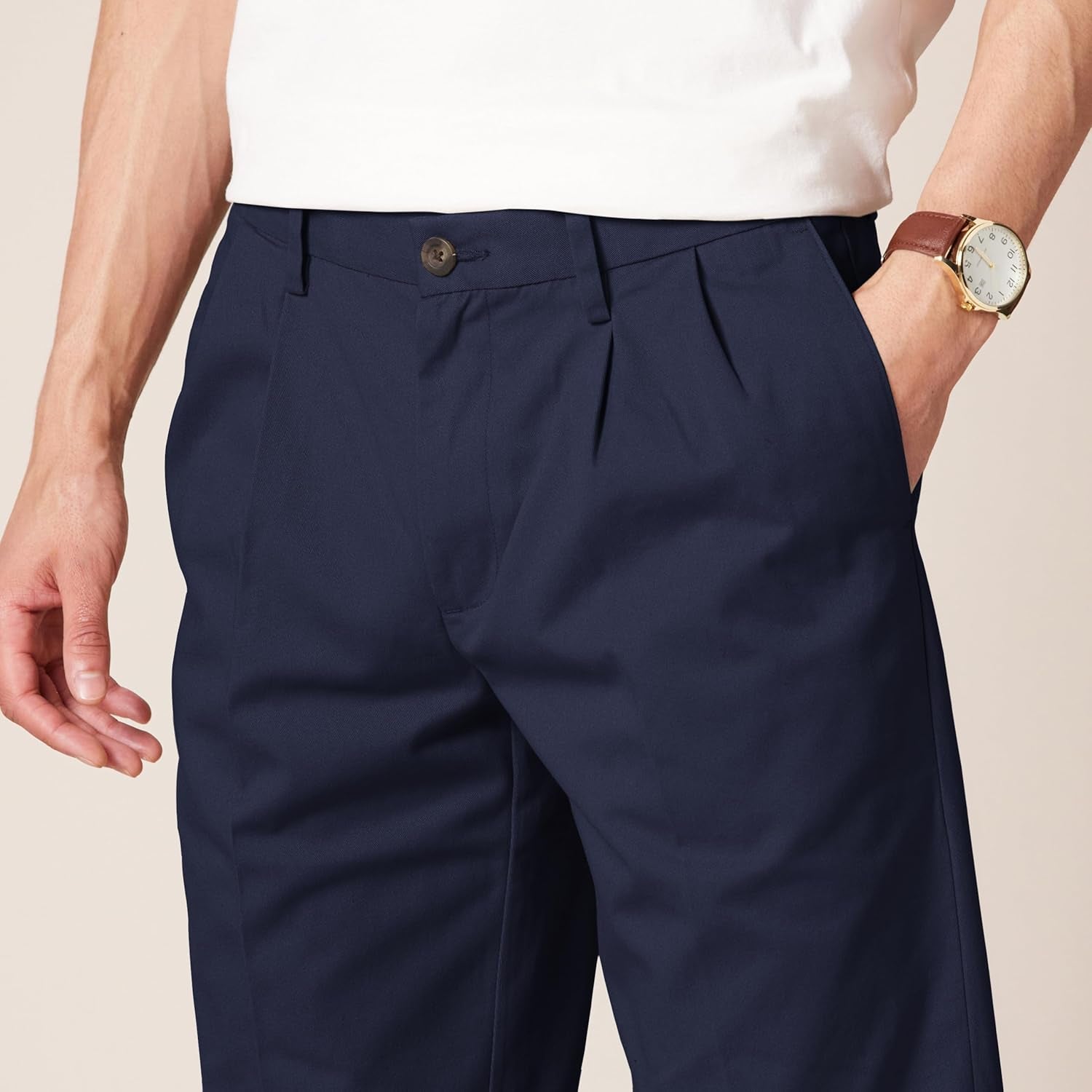 Men'S Classic-Fit Wrinkle-Resistant Pleated Chino Trousers (Available in Big & Tall)