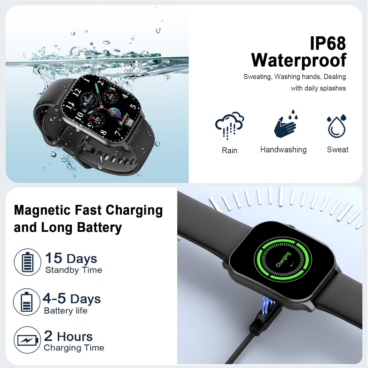 Smart Watch for Men Women Answer/Make Call, 2.01" AMOLED Curved Screen Fitness Watch with 110+ Sport Modes, 2026 Smartwatch with Heart Rate/Sleep/Stress Monitor, IP68 Activity Tracker for Android Ios