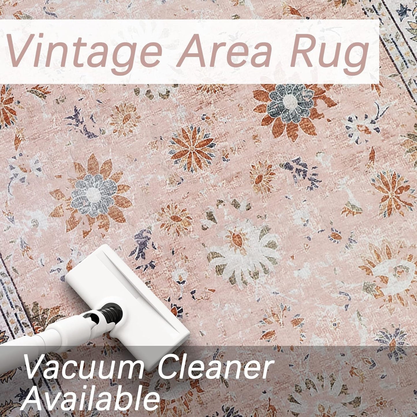 Machine Washable Rug Vintage Area Rug for Living Room Non-Slip Traditional Rug Carpet for Office Kitchen Dining Blush 120X170Cm