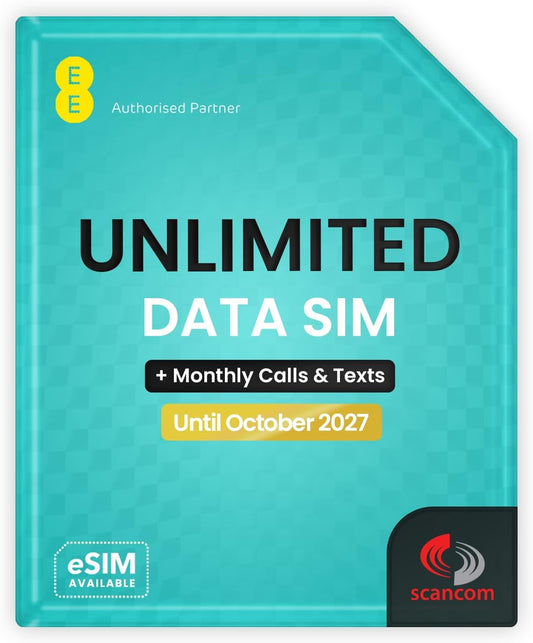 Unlimited Calls, Texts & Data SIM – Uncapped 5G Spds – Preloaded until 8Th October 2027 – Plug & Play Broadband for Tablets & Mobile Phones