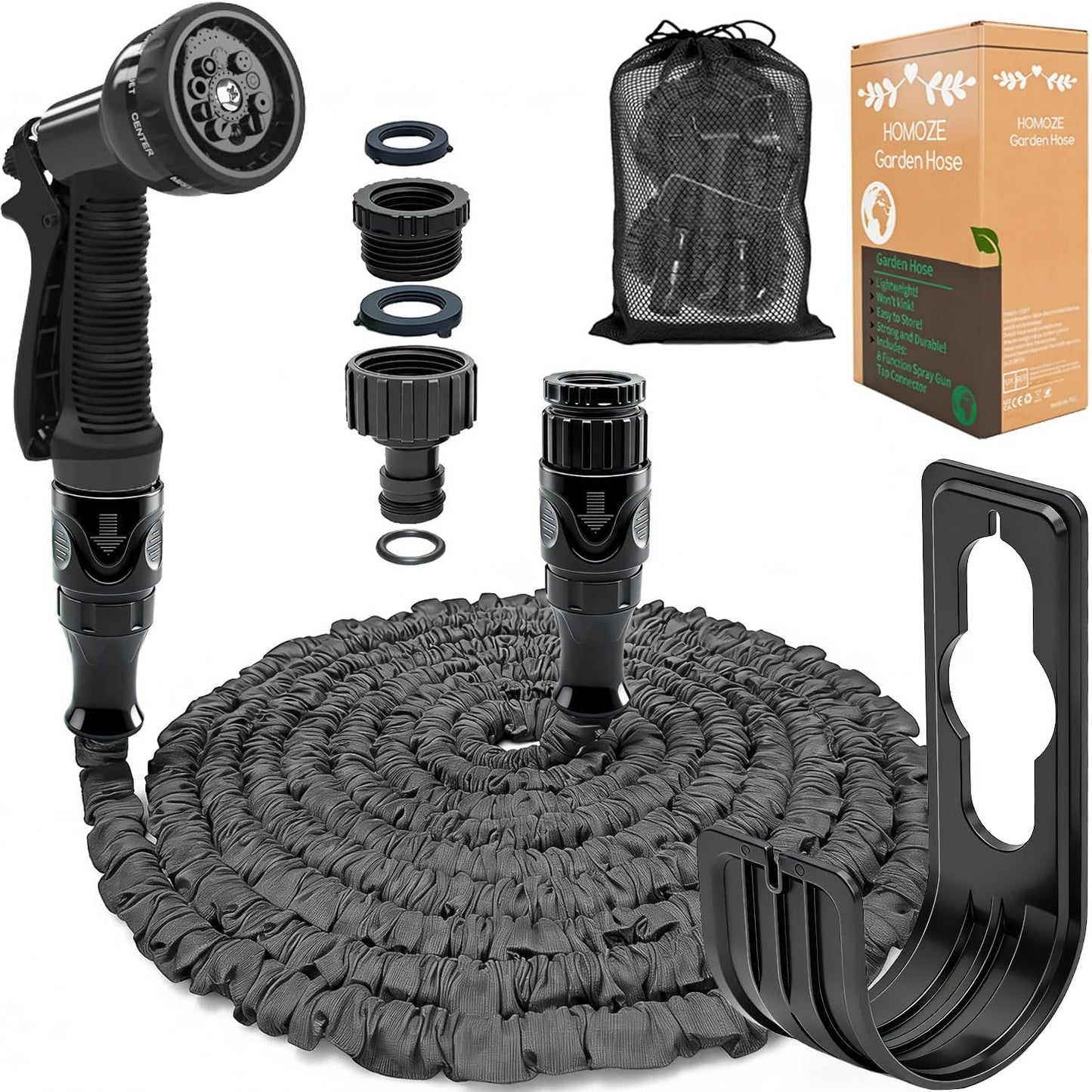 Expandable Garden Hose 50Ft Hose Pipe Expandable with 3/4", 1/2" Fittings, Anti-Leakage - Flexible Expanding Hose with 10 Function Spray Gun