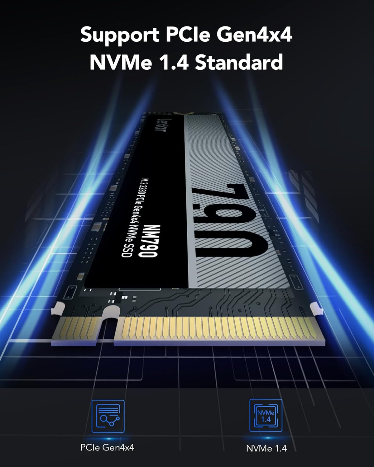 NM790 SSD 2TB, M.2 2280 Pcie Gen4X4 Nvme 1.4 Internal SSD, up to 7,400Mb/S Read, up to 6,500Mb/S Write, Internal Solid State Drive for PS5, PC, Laptop, Gamers, Professionals