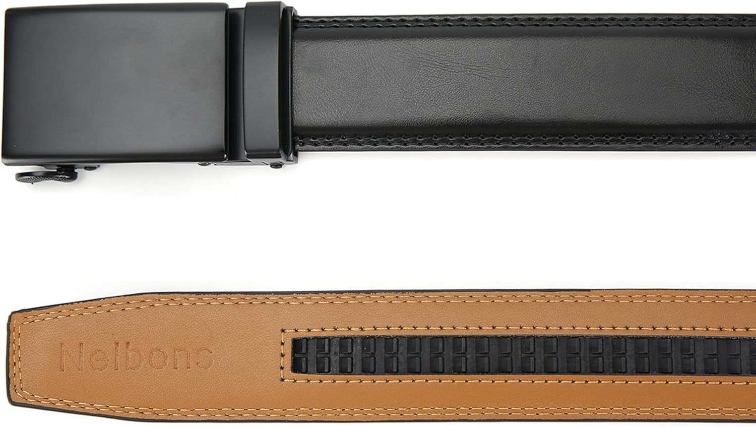 Men'S Belt, Slide Ratchet Belt for Men with Leather 1 3/8" Width 3.5Cm,Trim to Fit