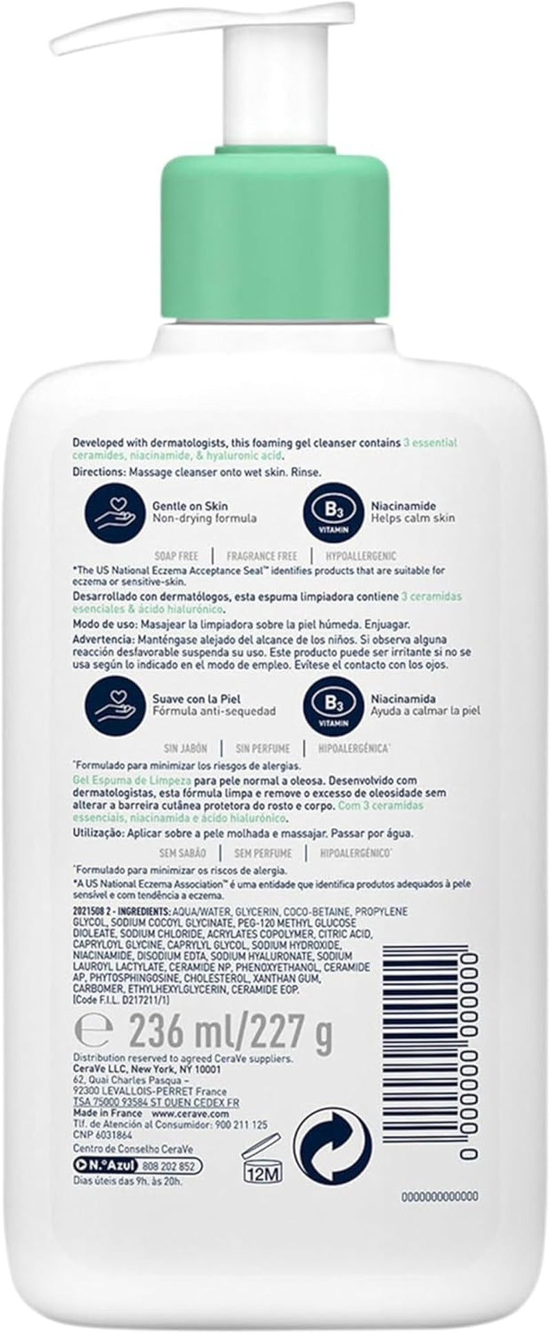 Foaming Cleanser for Normal to Oily Skin with Niacinamide and 3 Essential Ceramides