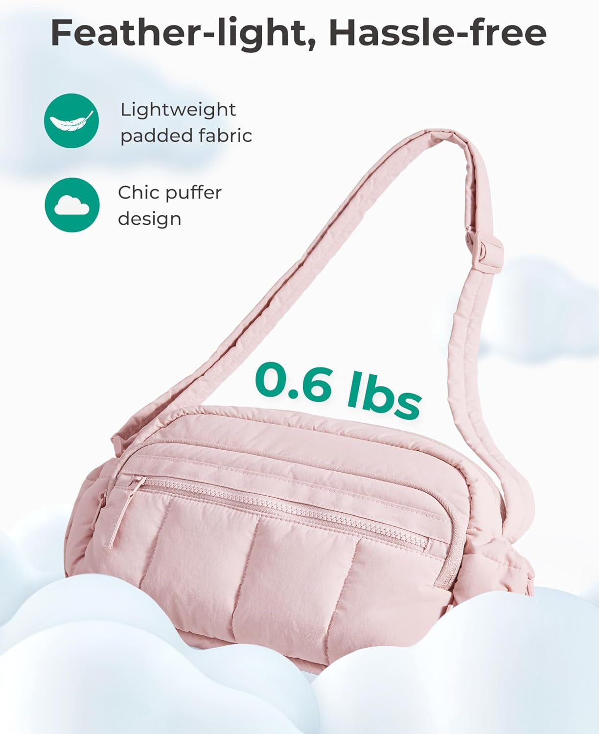 Crossbody Bag for Women Trave Crossbody Purse Puffy Quilted Shoulder Handbag with RFID Blocking Slots for Daily Use, Hiking, Shopping