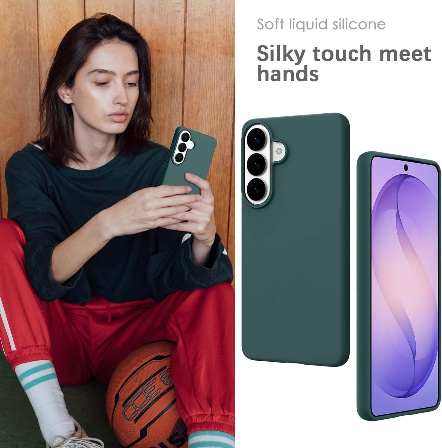 Silicone Case for Samsung Galaxy S26, Soft-Touch, Shockproof, Dustproof, Antiskid Full Body Armour Phone Cover for Samsung Galaxy S26 - Dark Green