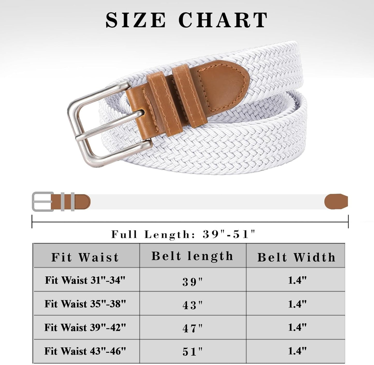 Mens Belt Elastic Belts for Men Stretch Braided Fabric Belts Casual Black Woven Golf Belt for Jeans