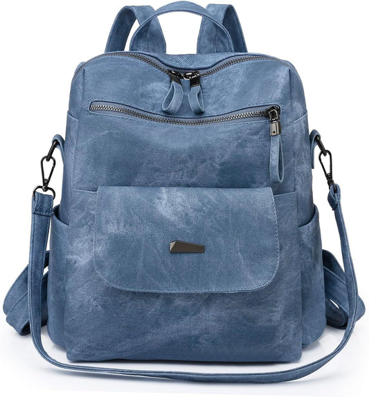 Women Backpack Waterproof Anti-Theft Lightweight PU Fashion Travel Multipurpose Convertible Purse Shoulder Bag Handbag Backpack