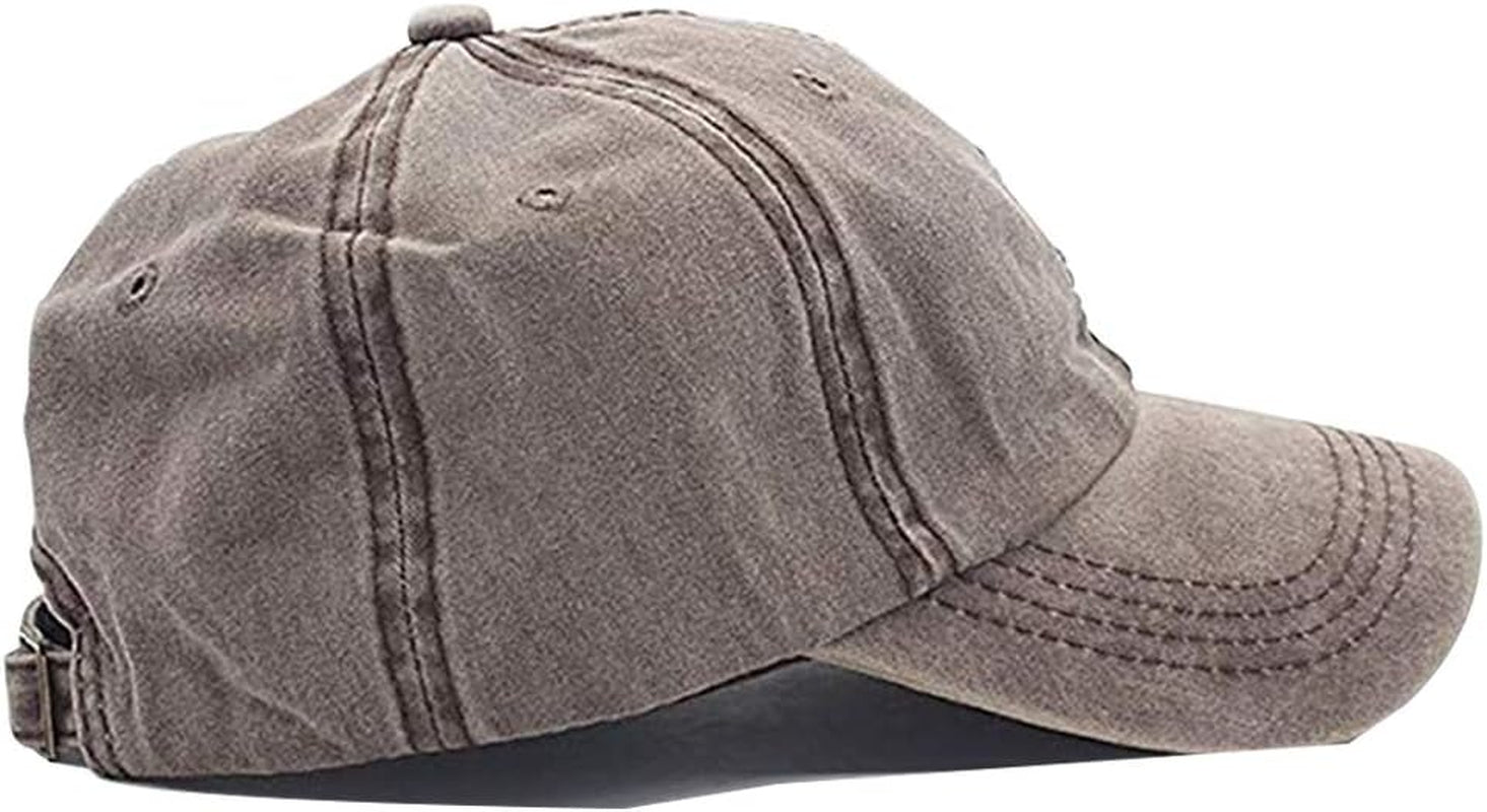 Men Women Washed Cotton Low Profile Distressed Vintage Baseball Cap Plain Adjustable Dad Hat