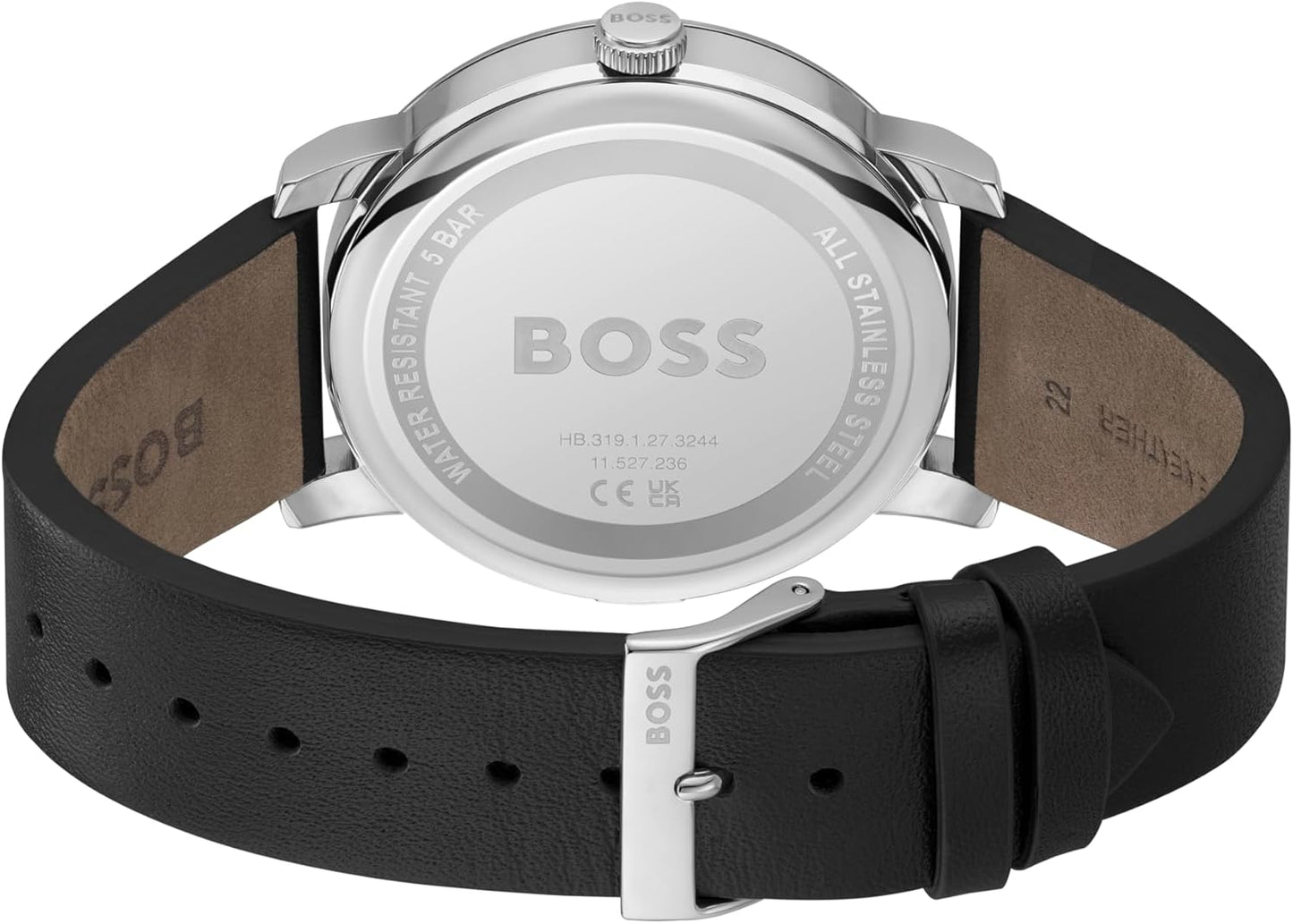 BOSS Analogue Multifunction Quartz Watch for Men CONTENDER Collection with Black or Brown Leather Strap