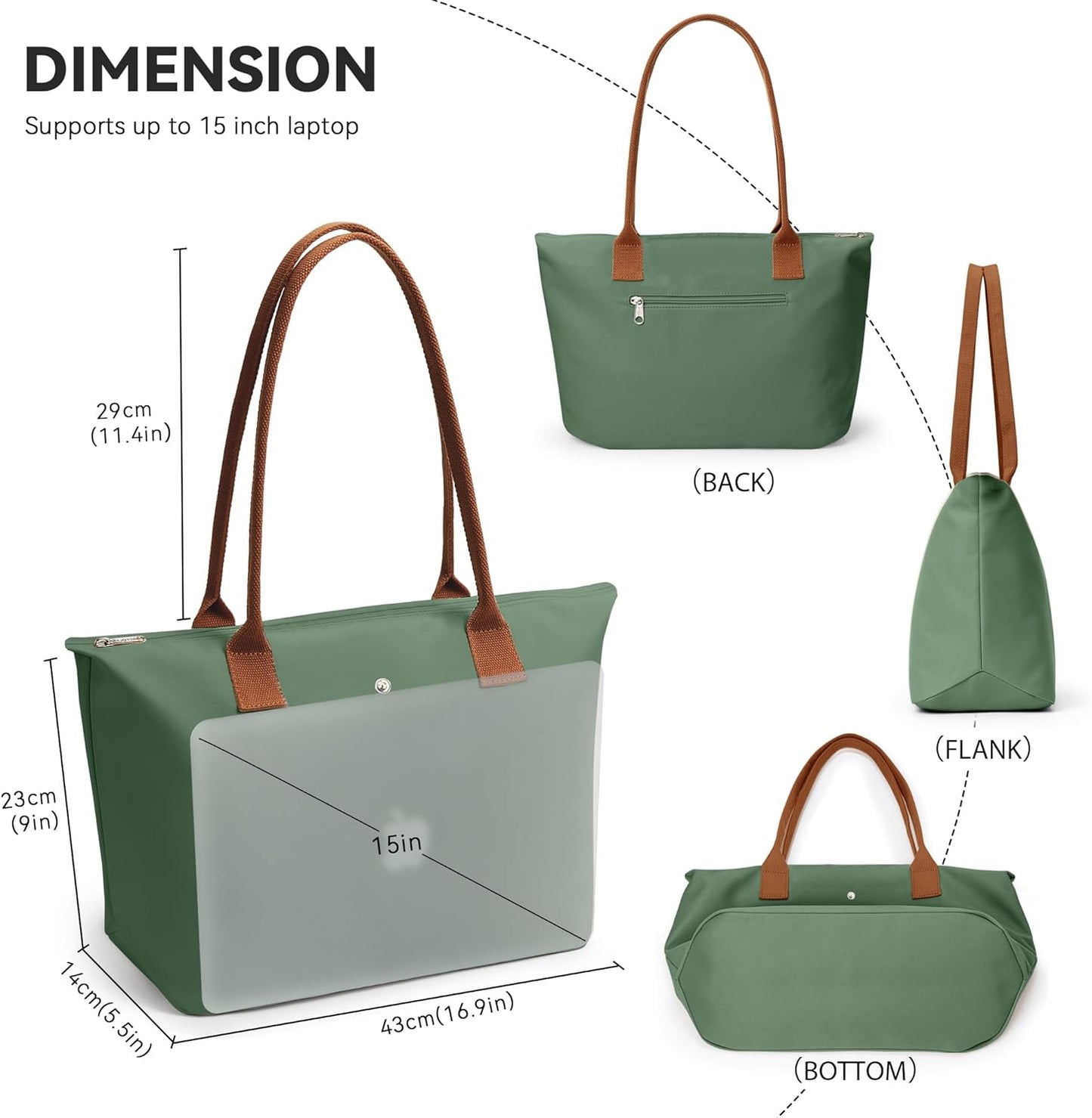KALIDI Large Handbags for Women Foldable Tote Bag with Zip Waterproof Nylon Women'S Totes Top-Handle Bags for Work,School,Travel,Leisure,Shopping