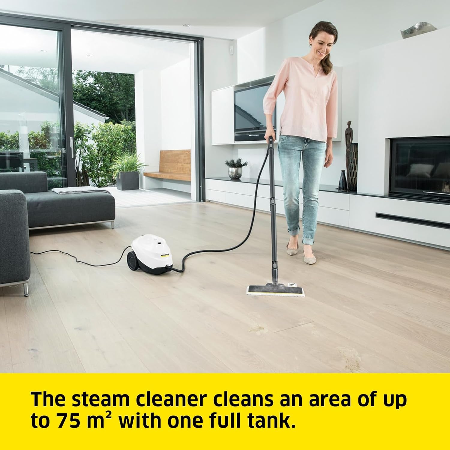 SC 3 Easyfix Steam Cleaner, 1900W, 3.5 Bar, 1L, 75M², Heats in 30S, Includes Floor Cleaning Kit, Descaling Cartridge, Nozzles, White